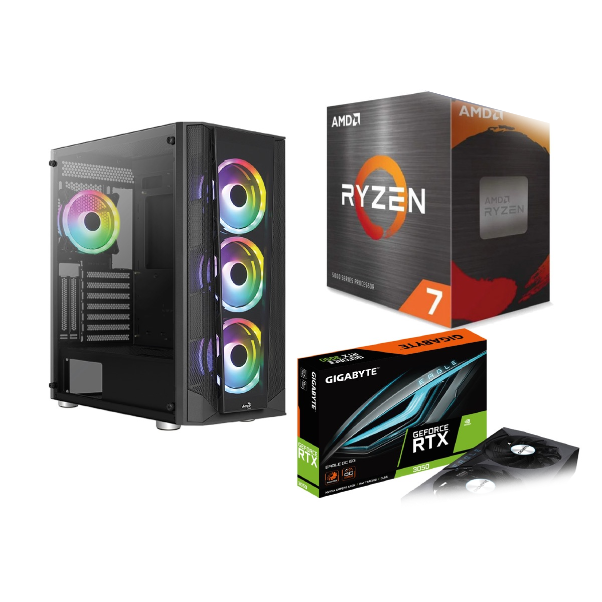 Imagen de Pc Gamer Amd Ryzen 5 5700X B550 16GB RTX 3050 SSD500GB HDD1TB