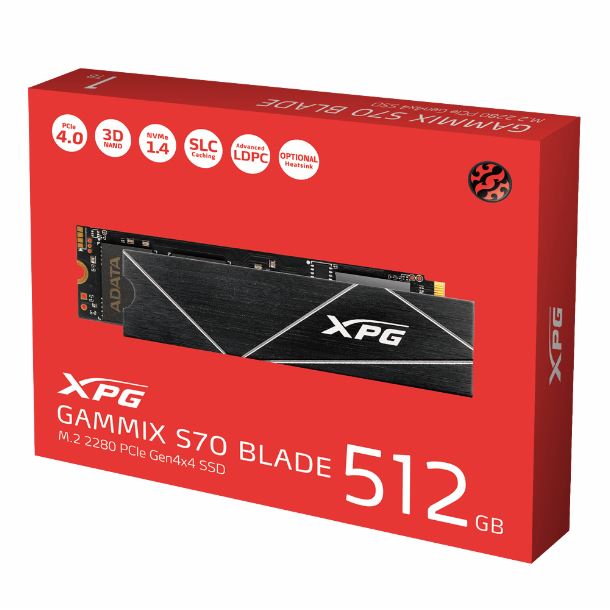 Imagen de HD SSD 512GB ADATA XPG GAMMIX S70 BLADE M.2 NVME GEN4 7400MB