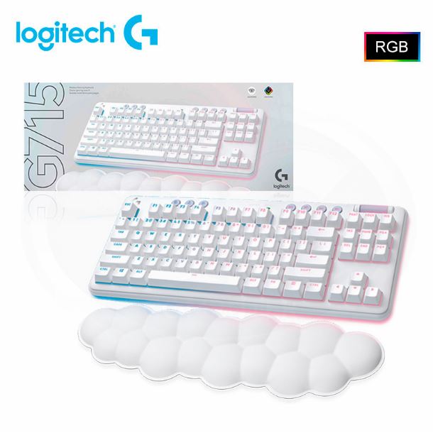 Imagen de TECLADO MECANICO LOGITECH WIRELESS G715 TKL AURORA WHITE RGB