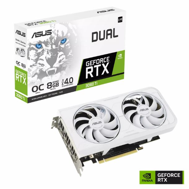 Imagen de VIDEO GEFORCE RTX 3060 TI 8GB ASUS DUAL WHITE OC EDITION